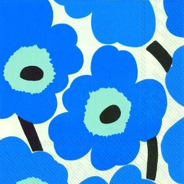 Unikko Blue Marimekko Paper Napkins, Pack/20