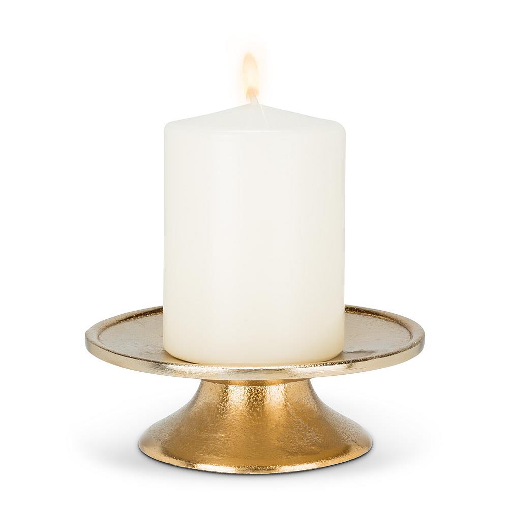 Gold Low Pillar Candle Holder
