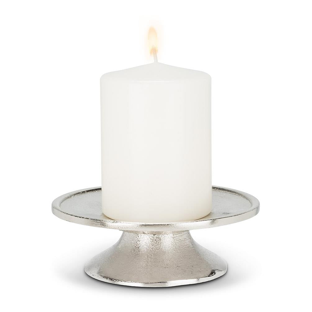 Silver Low Pillar Candle Holder