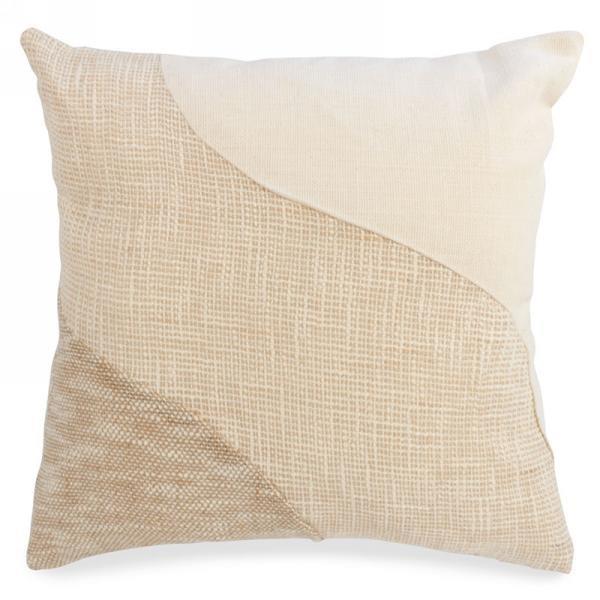 Two-Tone Beige Weaved Cushion, 17"Sq