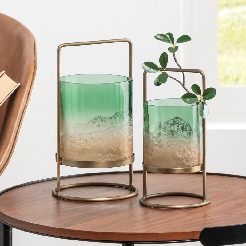 Marina Seagreen Glass Hurricane Vase