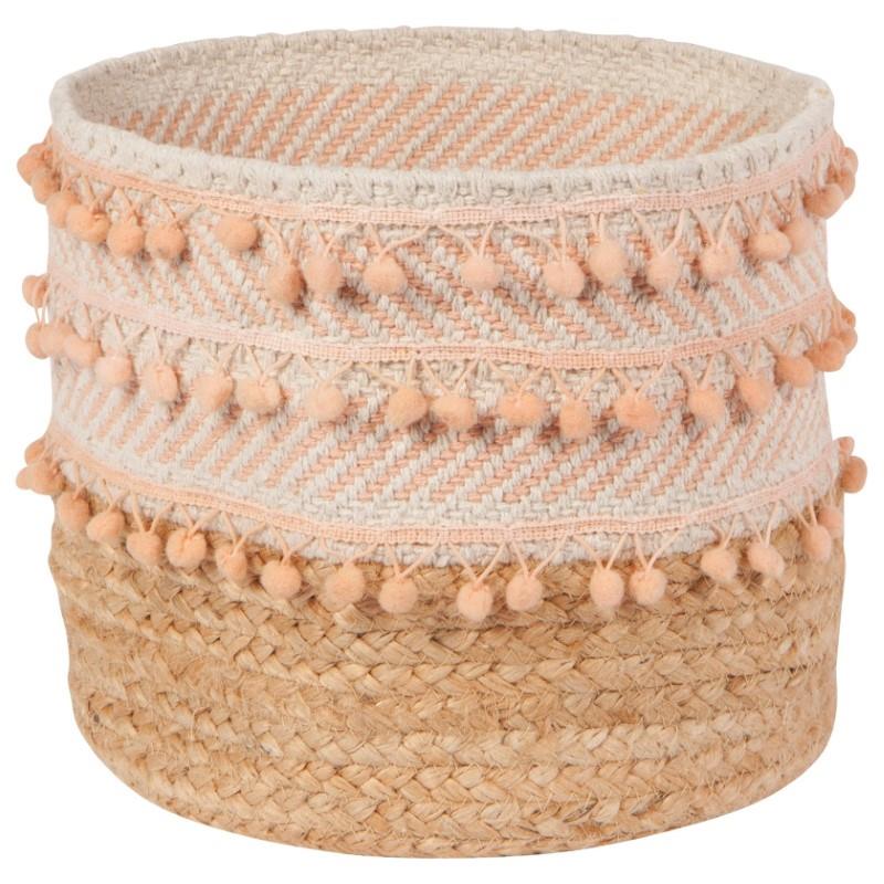 Nectar Stripe Small Cotton Jute Basket, 10"H