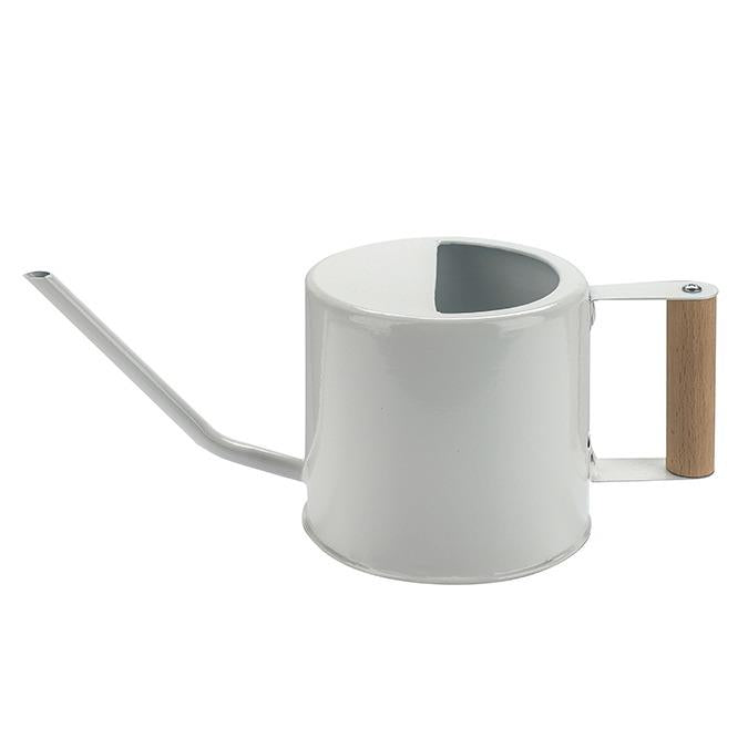 1.2L White Metal Watering Can with Wood Handle