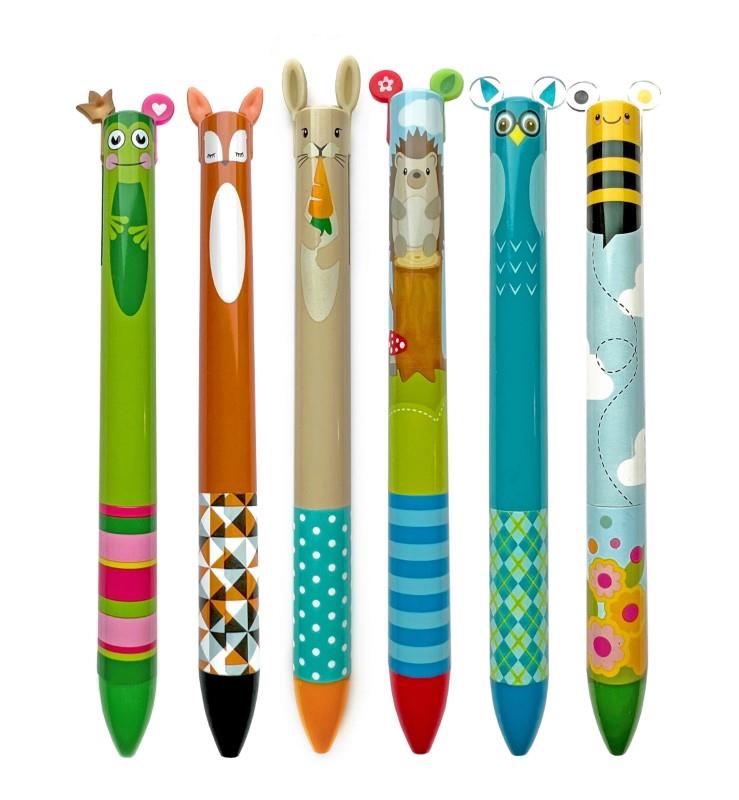 2 Colour Click Pens - Woodland Animals