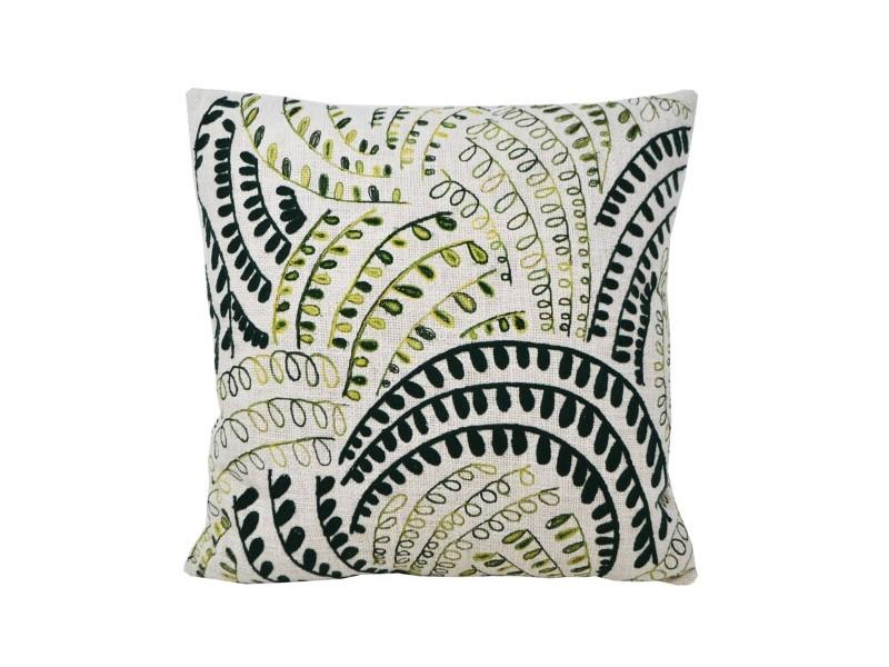 Embroidered Leaves Toss Cushion, 18"Sq