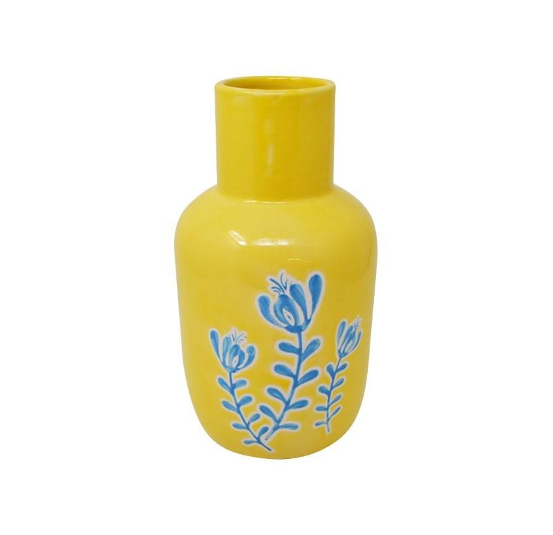 Yellow Blue Vase, 10"H