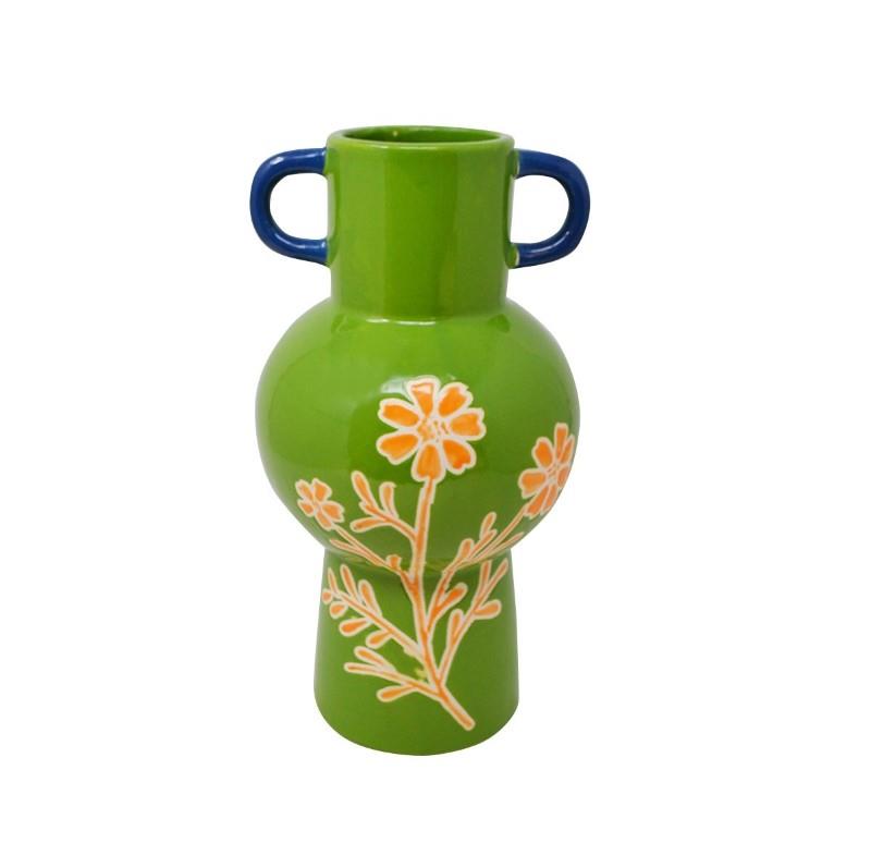 Green Orange Vase, 12"H