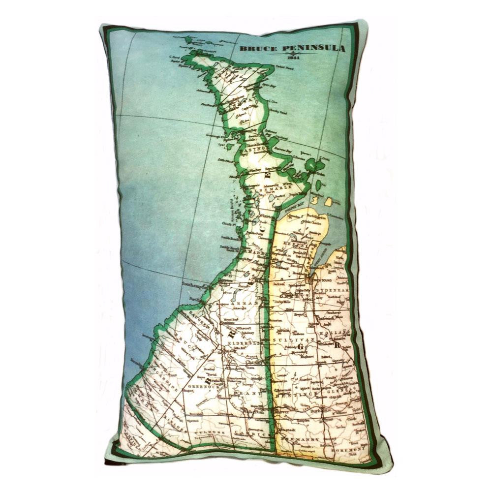 Bruce Peninsula Map Pillow