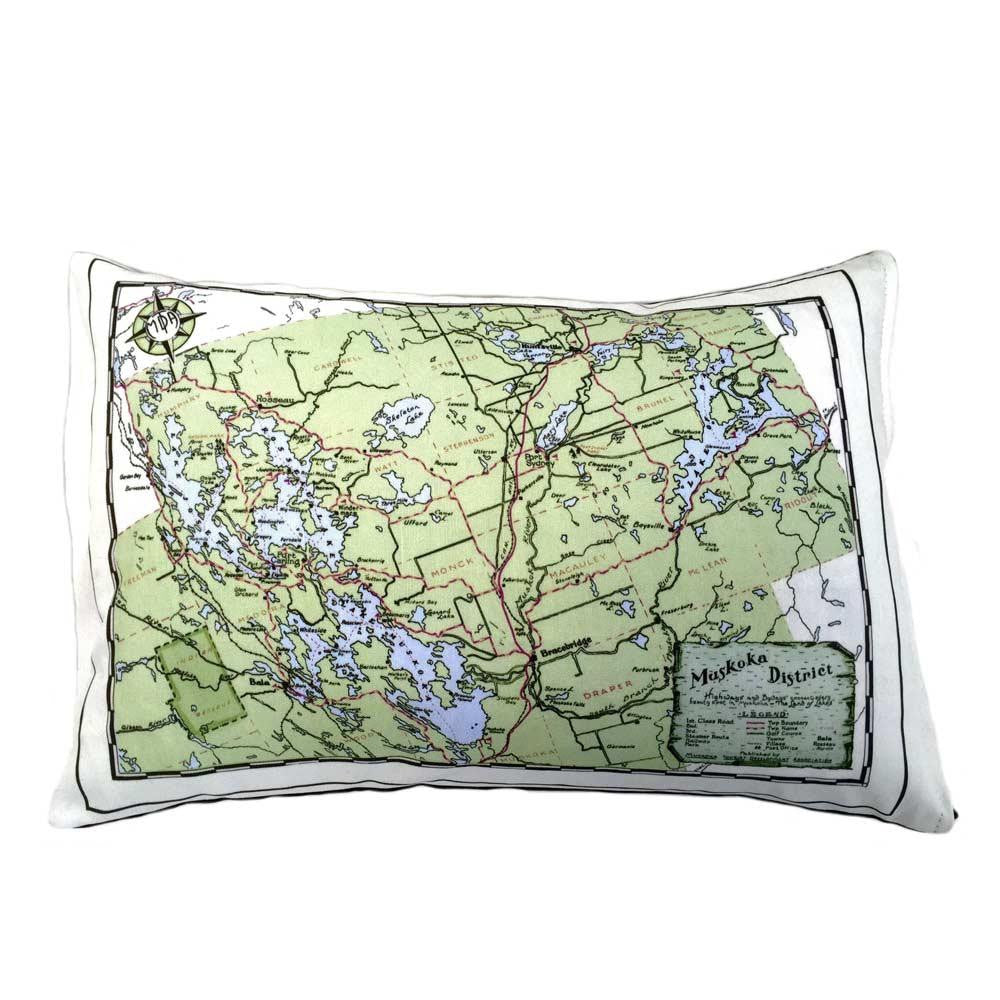 Muskoka Lakes District Map Pillow