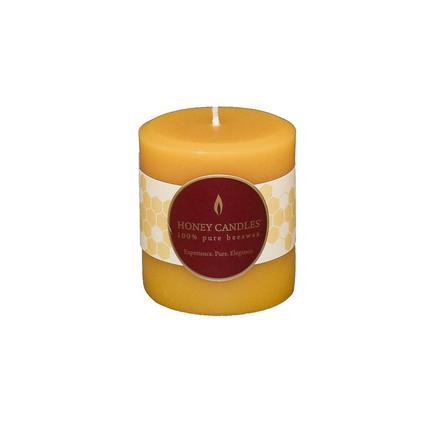 Natural Round Honey Beeswax Candle, 3" x 3"