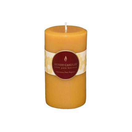 Natural Round Honey Beeswax Candle, 3" x 5"