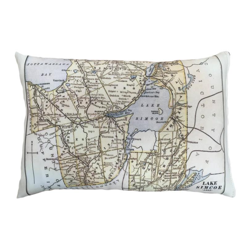 Lake Simcoe Map Pillow