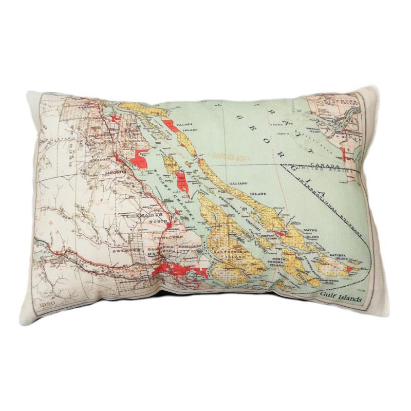 Gulf Islands - Salt Spring Island Map Pillow