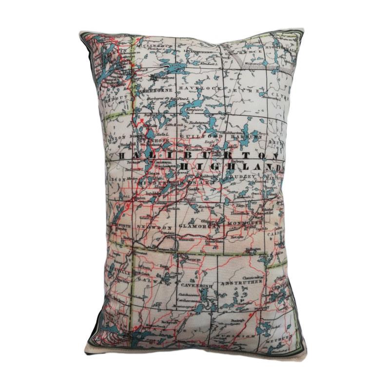 Haliburton Highlands Map Pillow