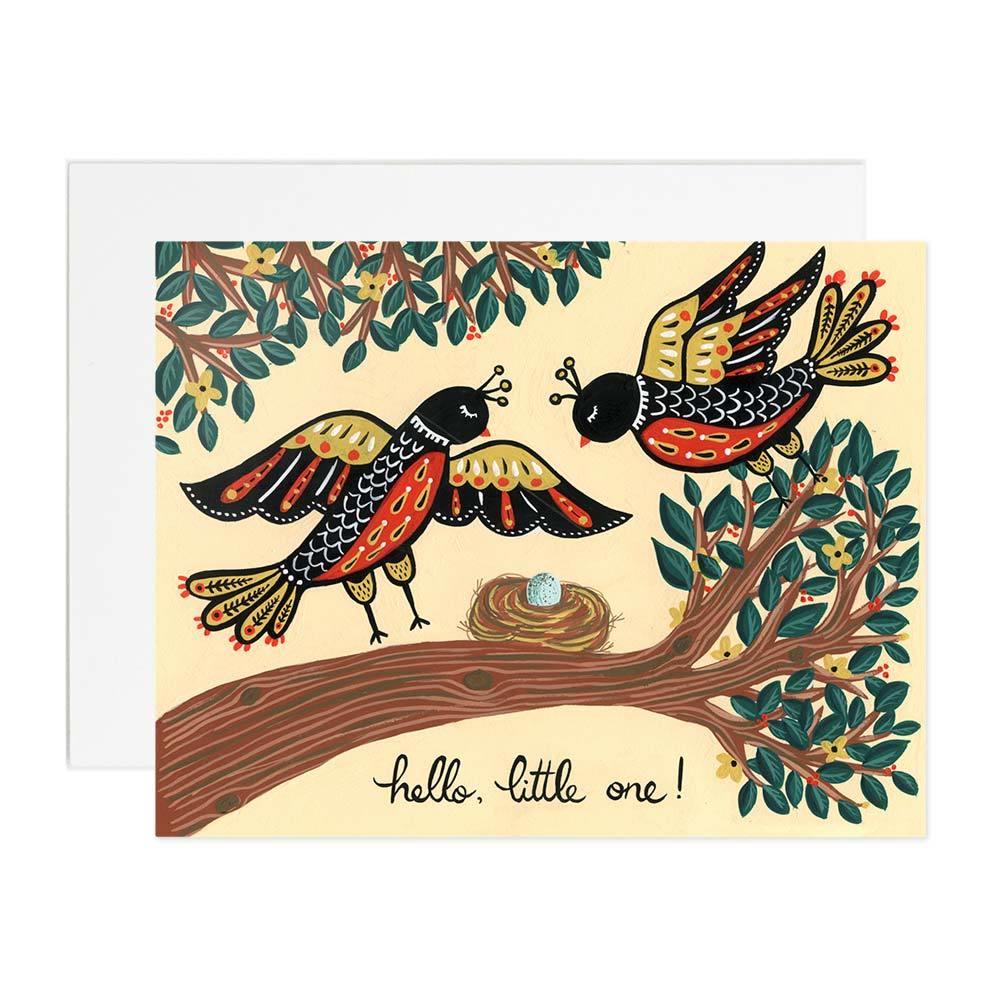 Robins Hello Little One New Born Baby Card
