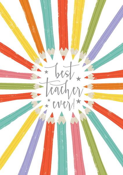Best Teacher Pencils Thank You Card