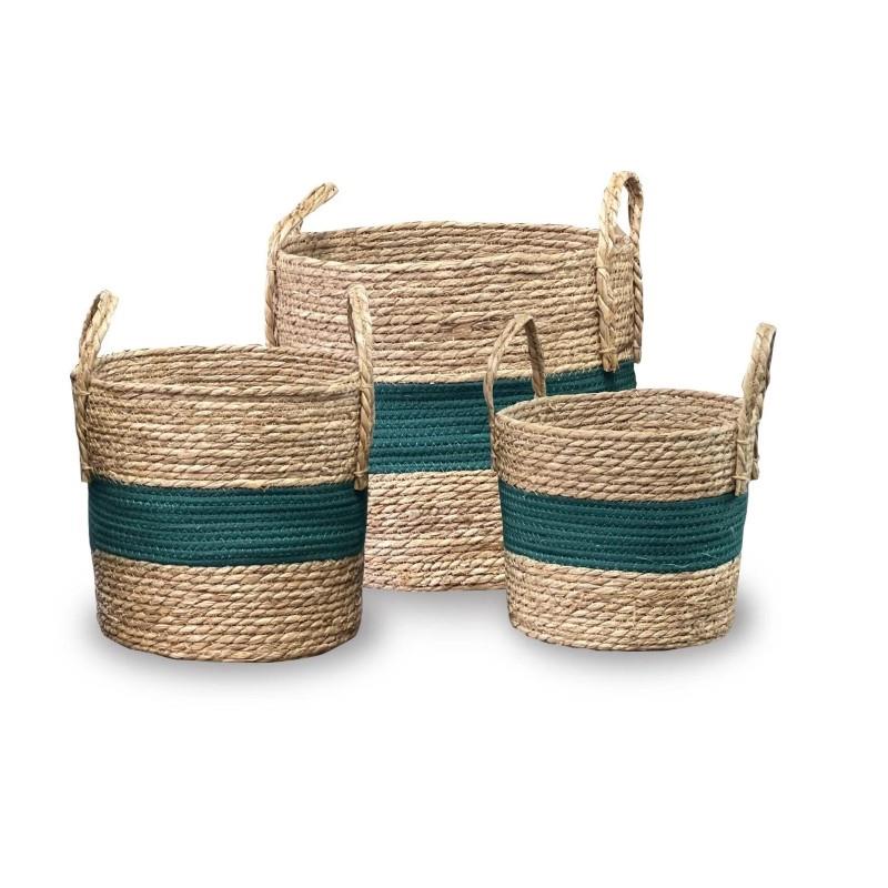 Cattail & Cotton Rope Basket, Sold Individually