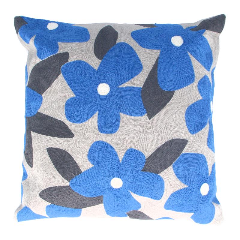 Blue Pop Flowers Indoor Toss Cushion, 17" x 17"