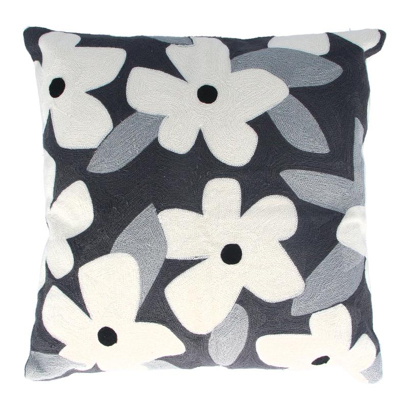Grey Pop Flowers Indoor Toss Cushion, 17" x 17"