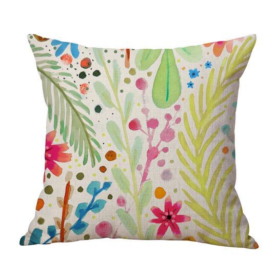 Pink & Yellow Floral Indoor Toss Cushion, 18" Sq