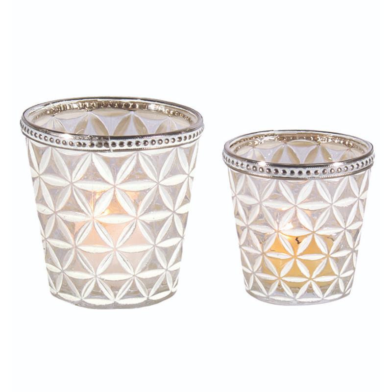 White Glass Tealight Candle Holder
