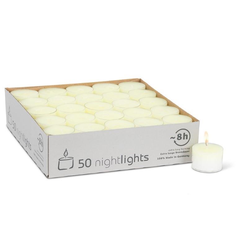 Extra Long Burning Ivory Tealights, Set of 50
