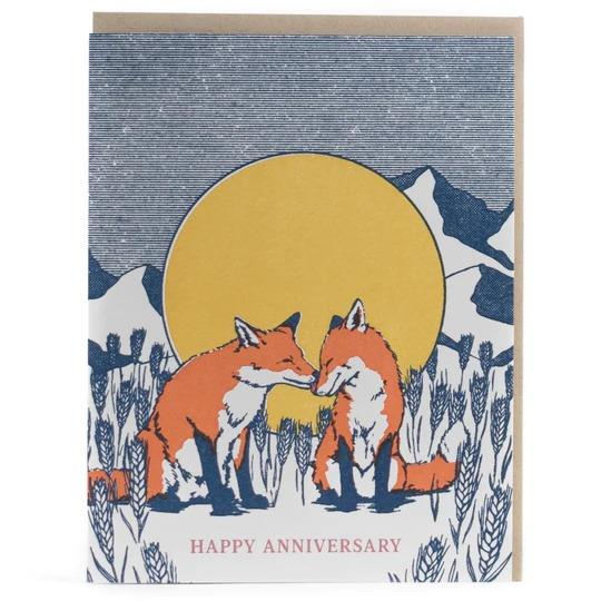 Foxes In Love Anniversary Card