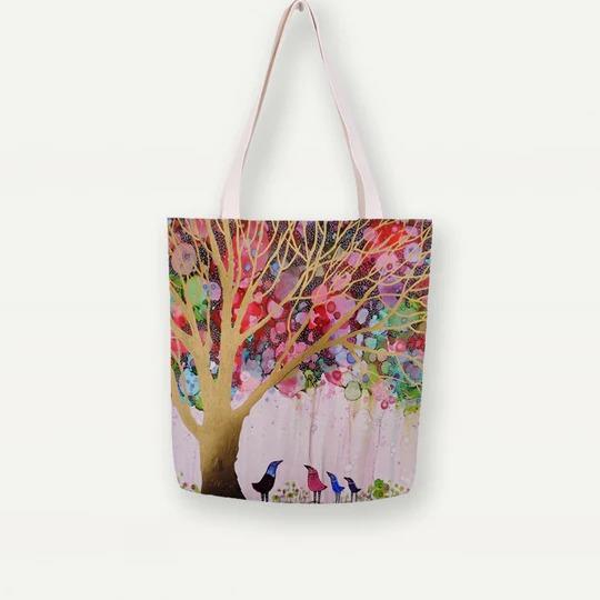 Sylvie Demers Pink/Green Tree Tote Bag 