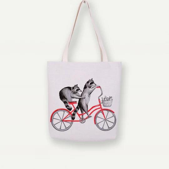 Raccoons Bike Tote Bag