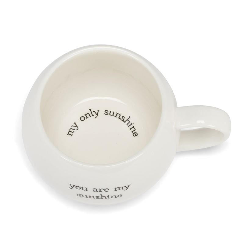 Crafted out of dishwasher and microwave-safe stoneware, this capacious 16oz mug in white features its sweet message in subtle lower-case type that's complemented and completed what's written on the bottom. Sure to bring a smile to your morning tea or coff