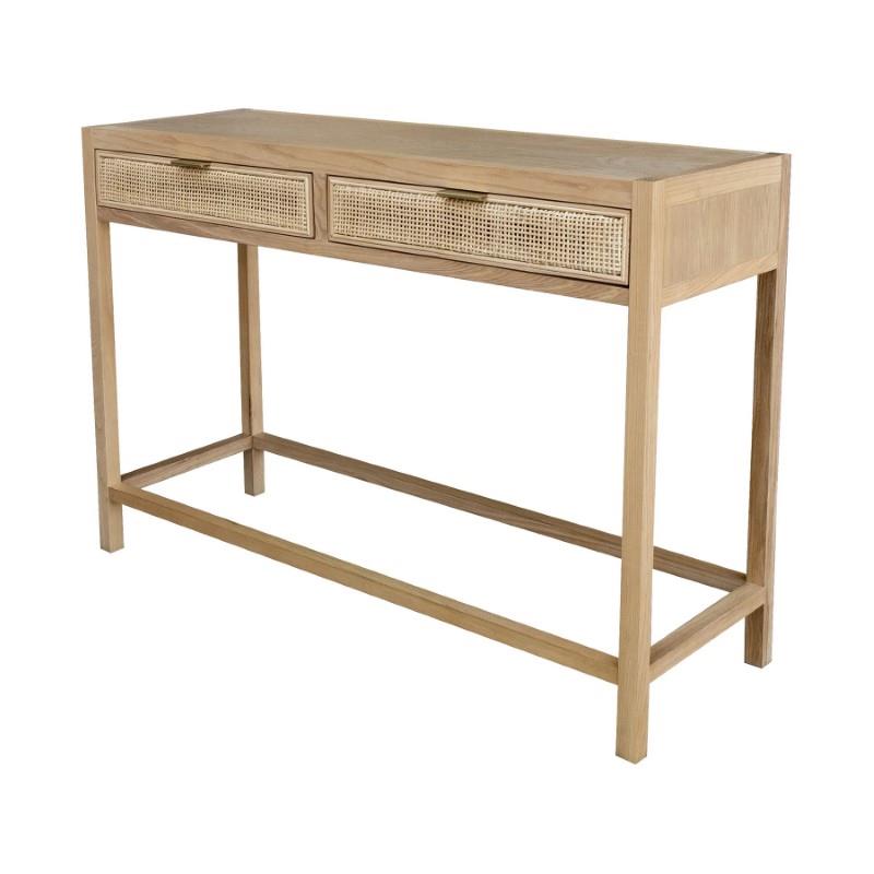 L.H. Imports Natural Rattan Console Table