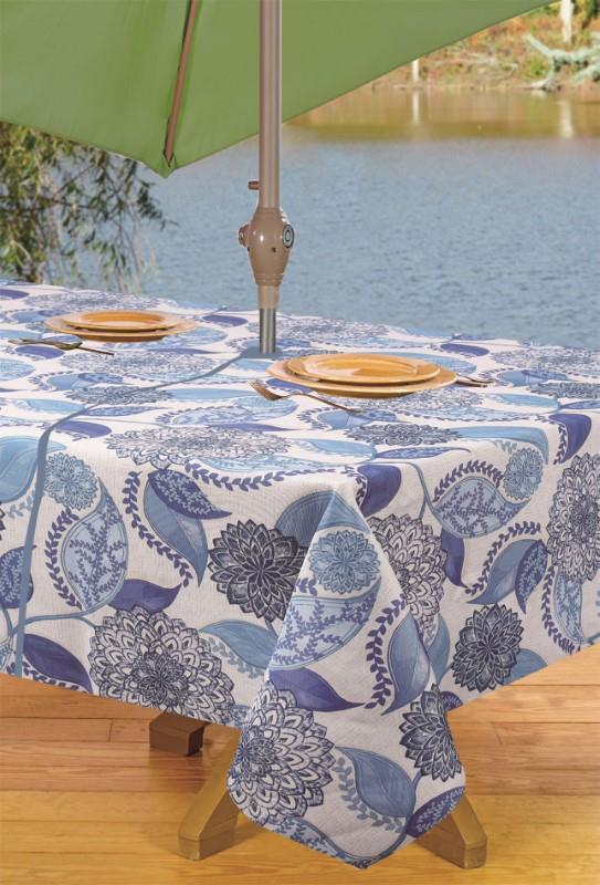 Madeira Blue Tablecloth with Umbrella Hole