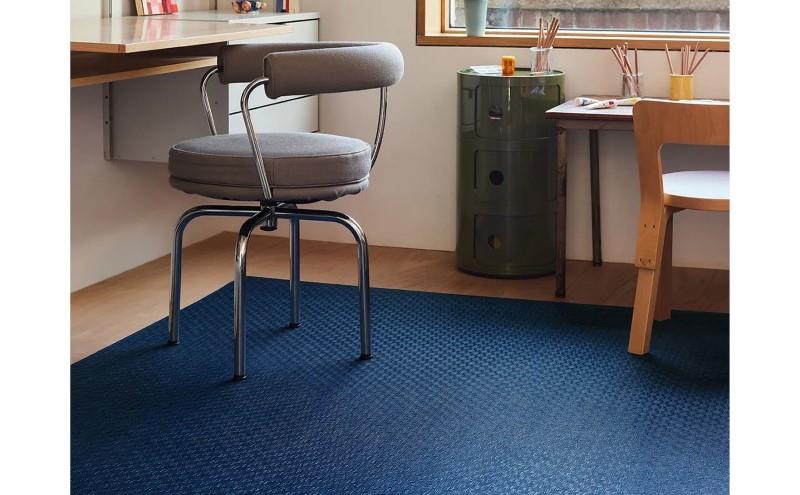 Chilewich Bay Weave Woven Floor Mat, Blue Jean