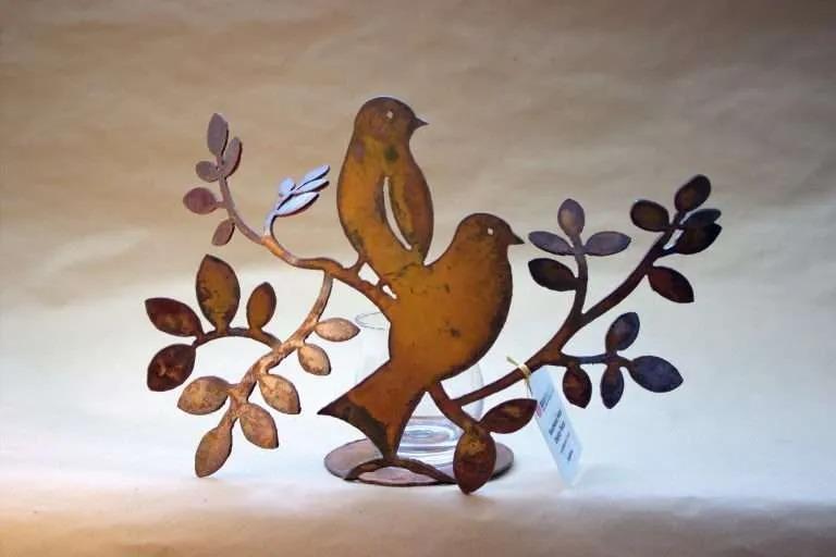Rusted Bird Duo Votive Candle Holder