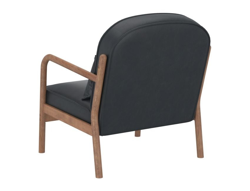 Fani Accent Chair, Faux Leather in Black and Walnut