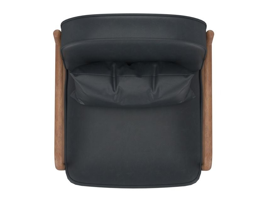 Fani Accent Chair, Faux Leather in Black and Walnut