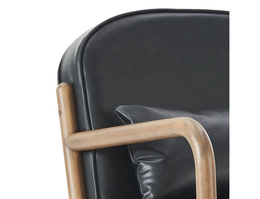 Fani Accent Chair, Faux Leather in Black and Walnut