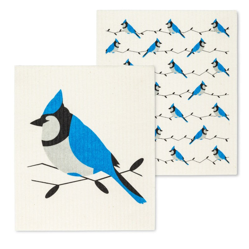 Blue Jay Swedish Dishcloth, Set of 2