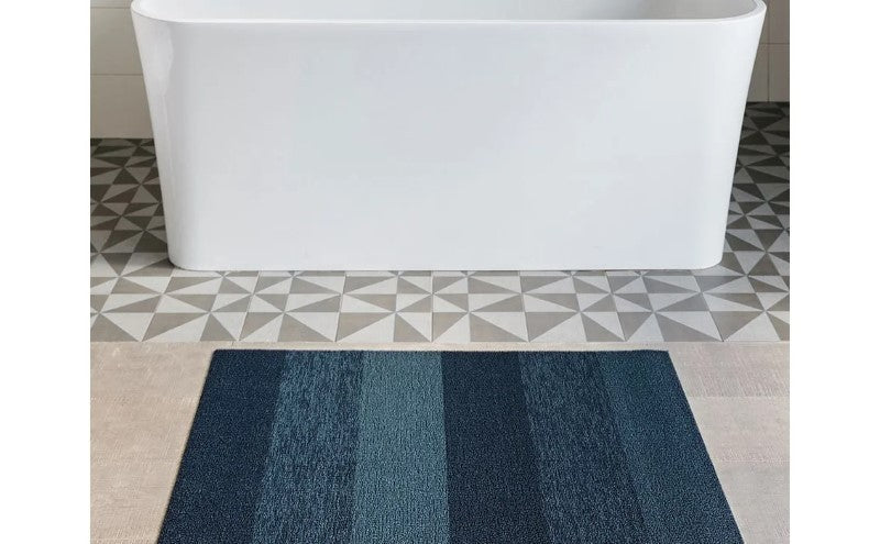 Chilewich Indoor/Outdoor Marbled Stripe Shag Mat, Bay Blue