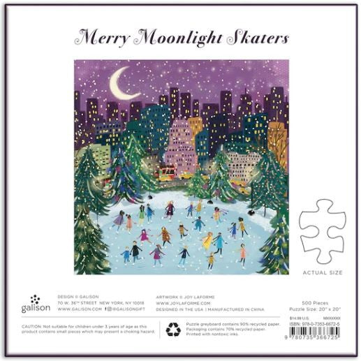 Merry Moonlight Skaters Puzzle, 500 Piece