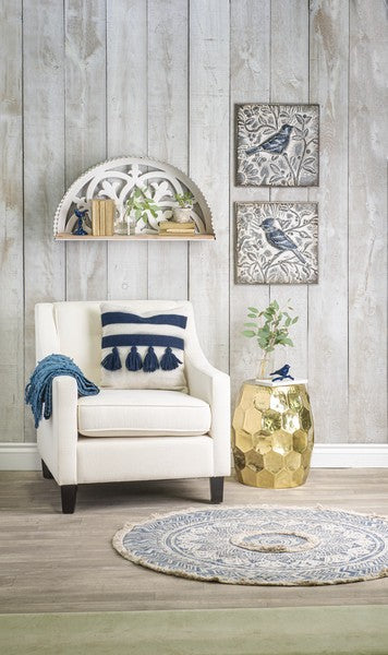 Embossed Bird On Branch Wall Art