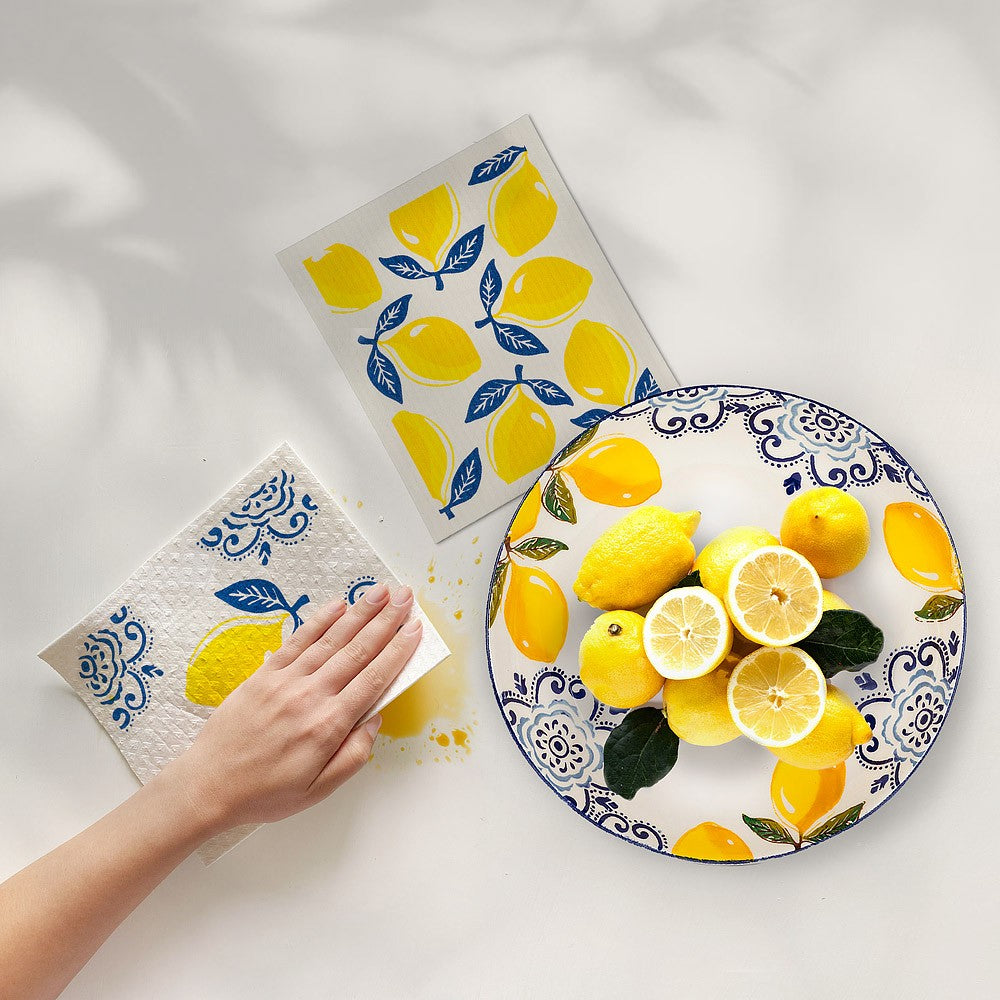 Sorrento Lemon Swedish Dishcloth, Set of 2