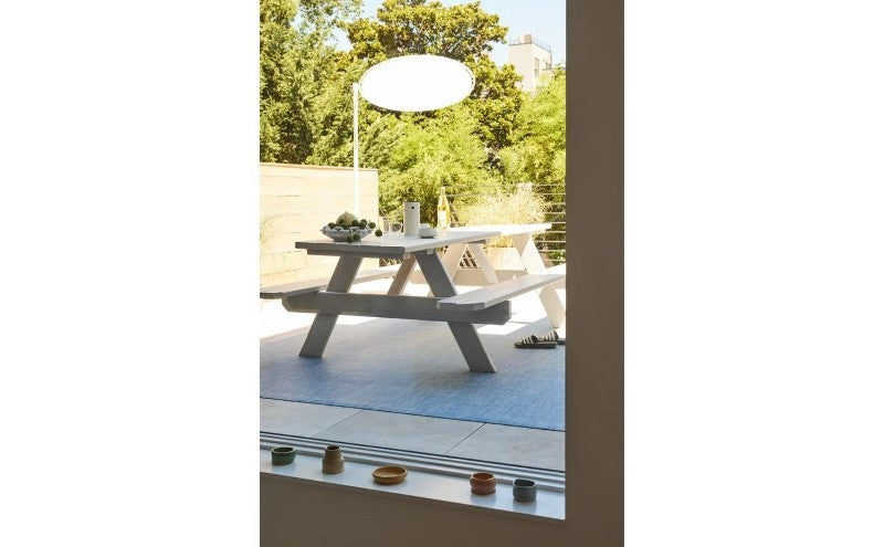 Chilewich Mini Basketweave Woven Floor Mat, Chambray