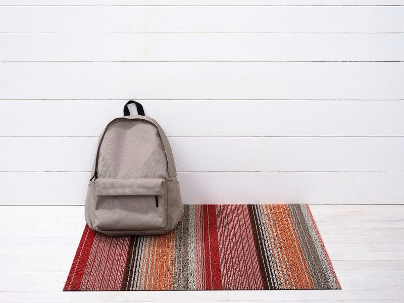 Chilewich Pop Stripe Shag Floor Mat, Paprika