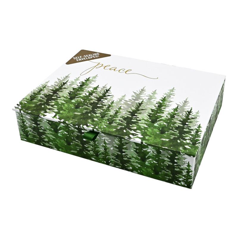 Winter Evergreens Deluxe Holiday Cards, Box of 20