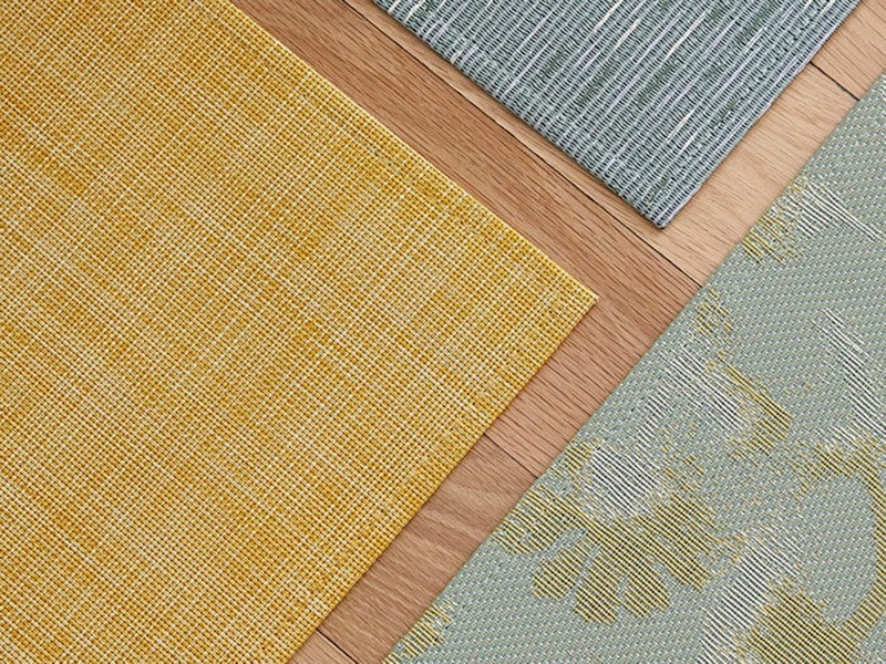 Chilewich Mini Basketweave Woven Floormat, Ochre