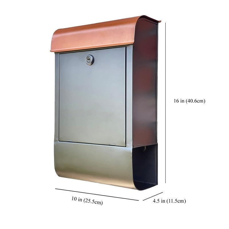 Dominion Iron Mailbox Black &amp; Copper, W/lock &amp; Holder