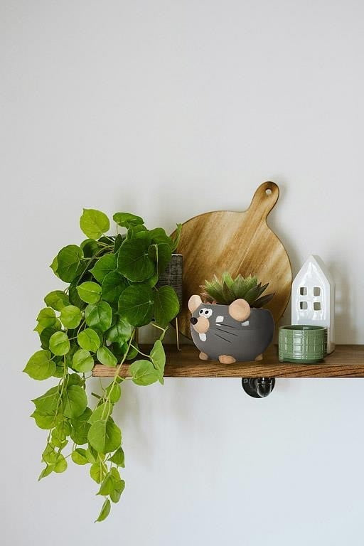 Mini Grey Mouse Planter, 2.25&quot;