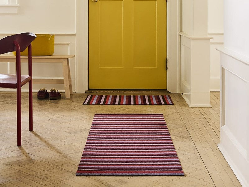 Chilewich Even Stripe Shag Mat, Berry