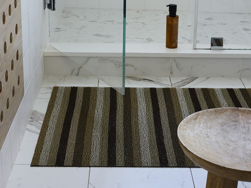 Chilewich Even Stripe Shag Mat, Mocha